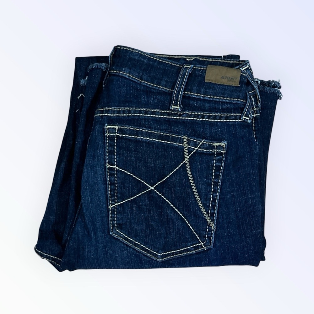 ARIAT DENIM HIGH RISE SLIM TROUSER 30R RAW HEM BOOTCUT